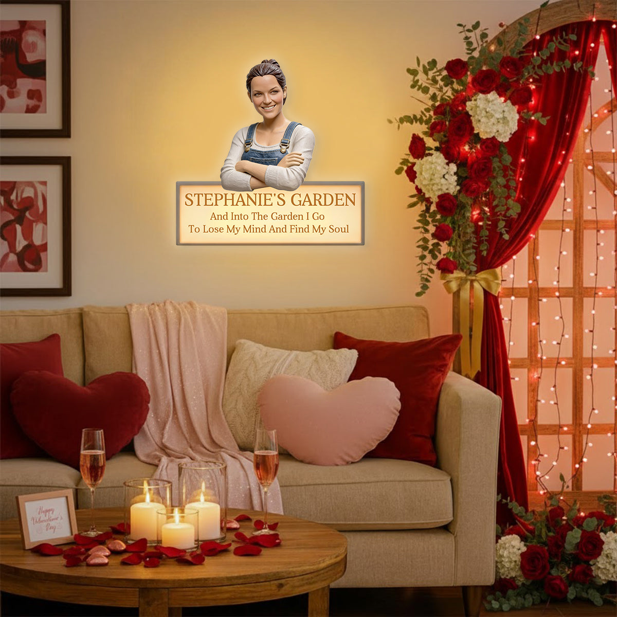 Panneau lumineux LED de jardinage personnalisé à partir de n'importe quelle photo - Panneau en acrylique personnalisé pour jardinage