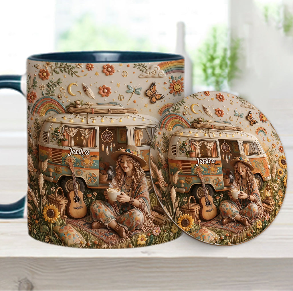 Hippie Souls - Personalized Hippie Accent Mug & Coaster
