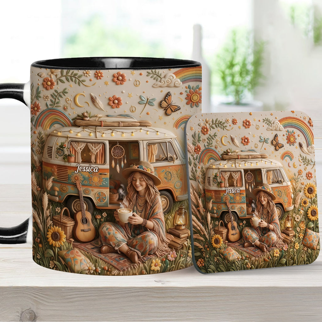 Hippie Souls - Personalized Hippie Accent Mug & Coaster