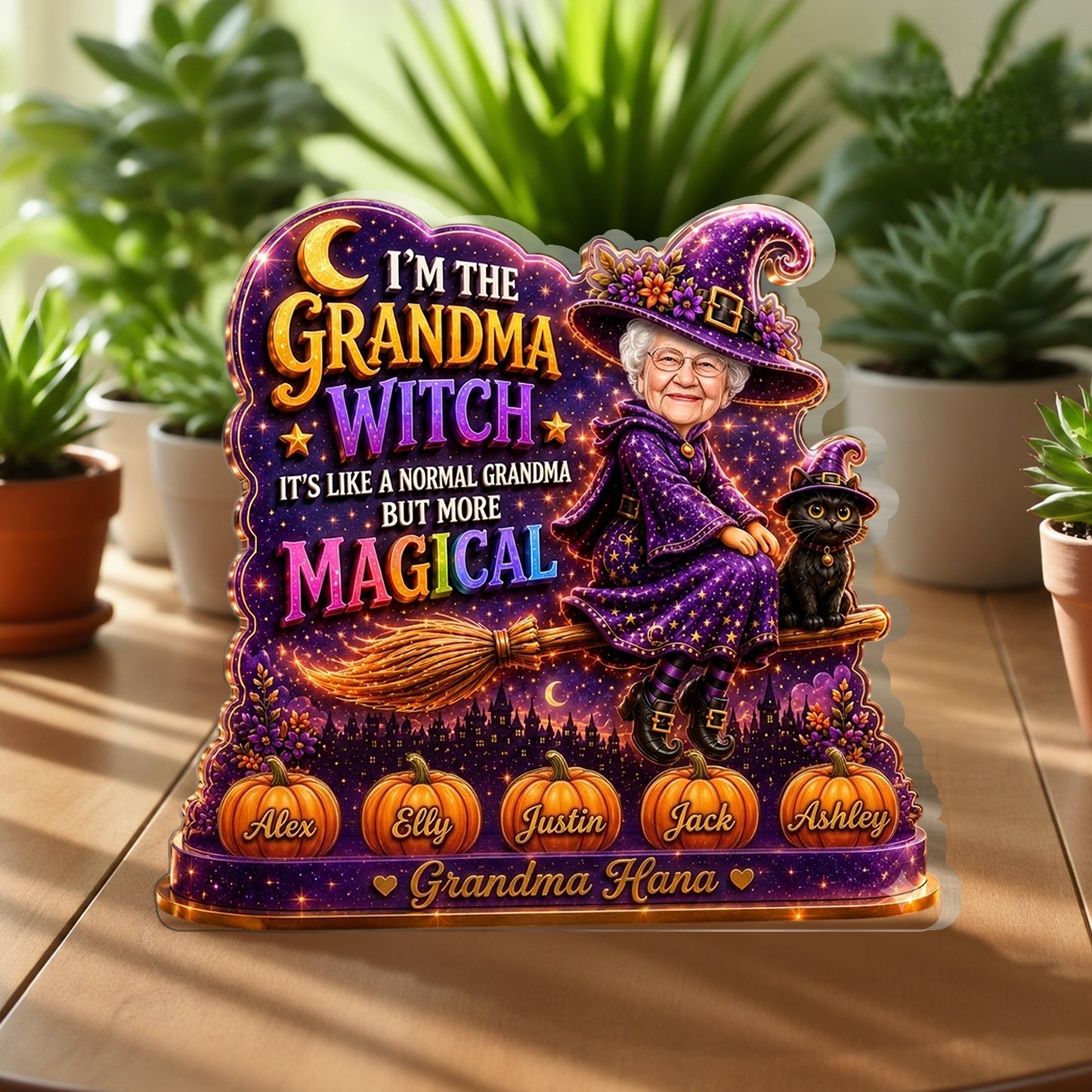 Grandma Witch, Gift for Grandma - Personalized Witch 2-Side Printed Acrylic Plaque