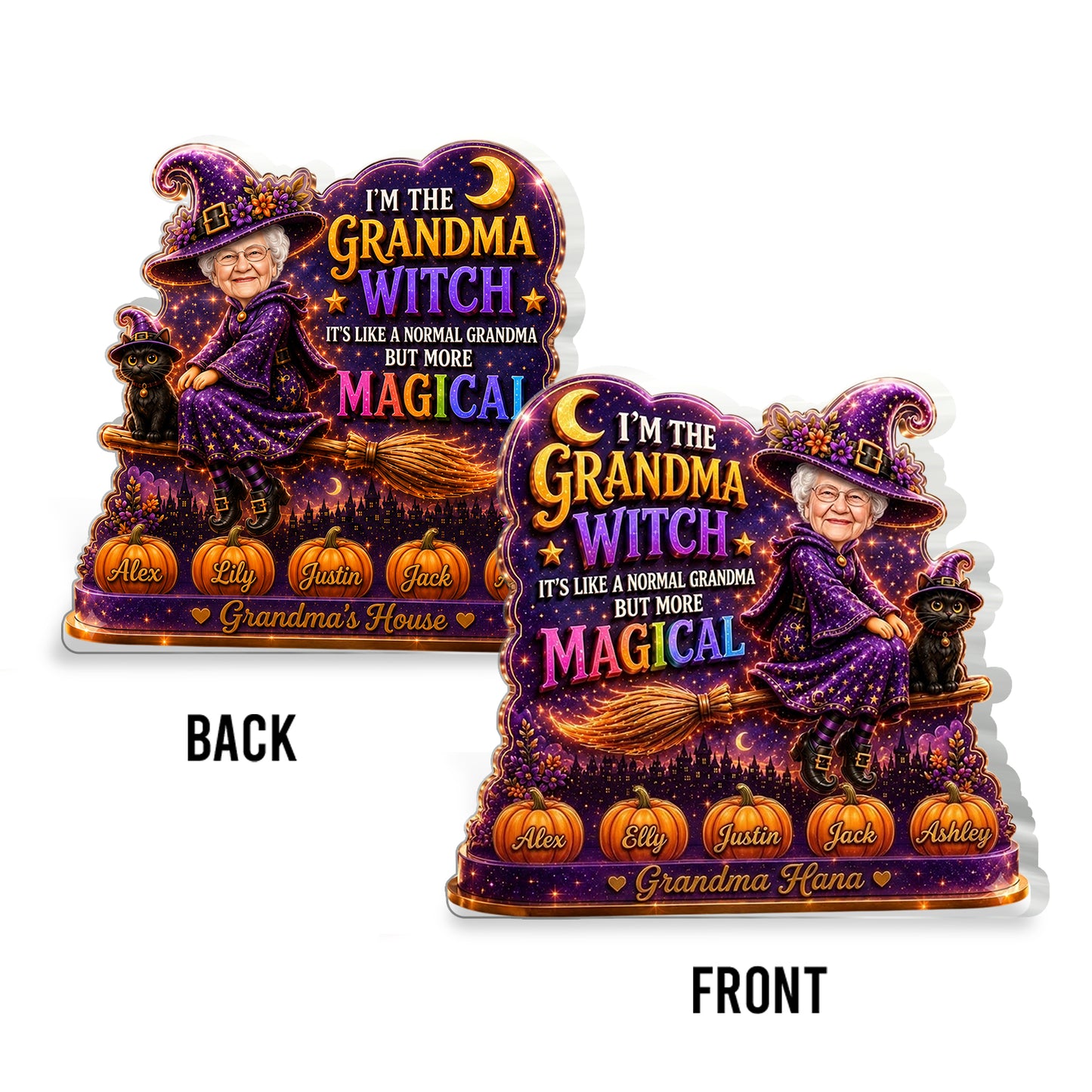 Grandma Witch, Gift for Grandma - Personalized Witch 2-Side Printed Acrylic Plaque
