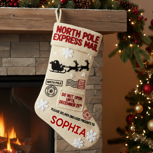 Weihnachtsmann vom Nordpol - Personalisierter, familienförmiger Weihnachtsstrumpf