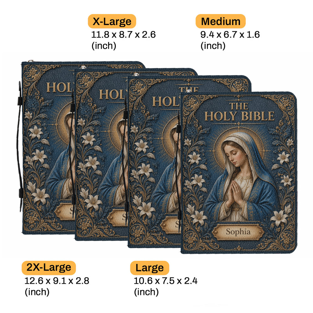 Catholic Mary Design Bible Cover For Women/ Men - Personalized Christian Leather Bible Cover Bag
