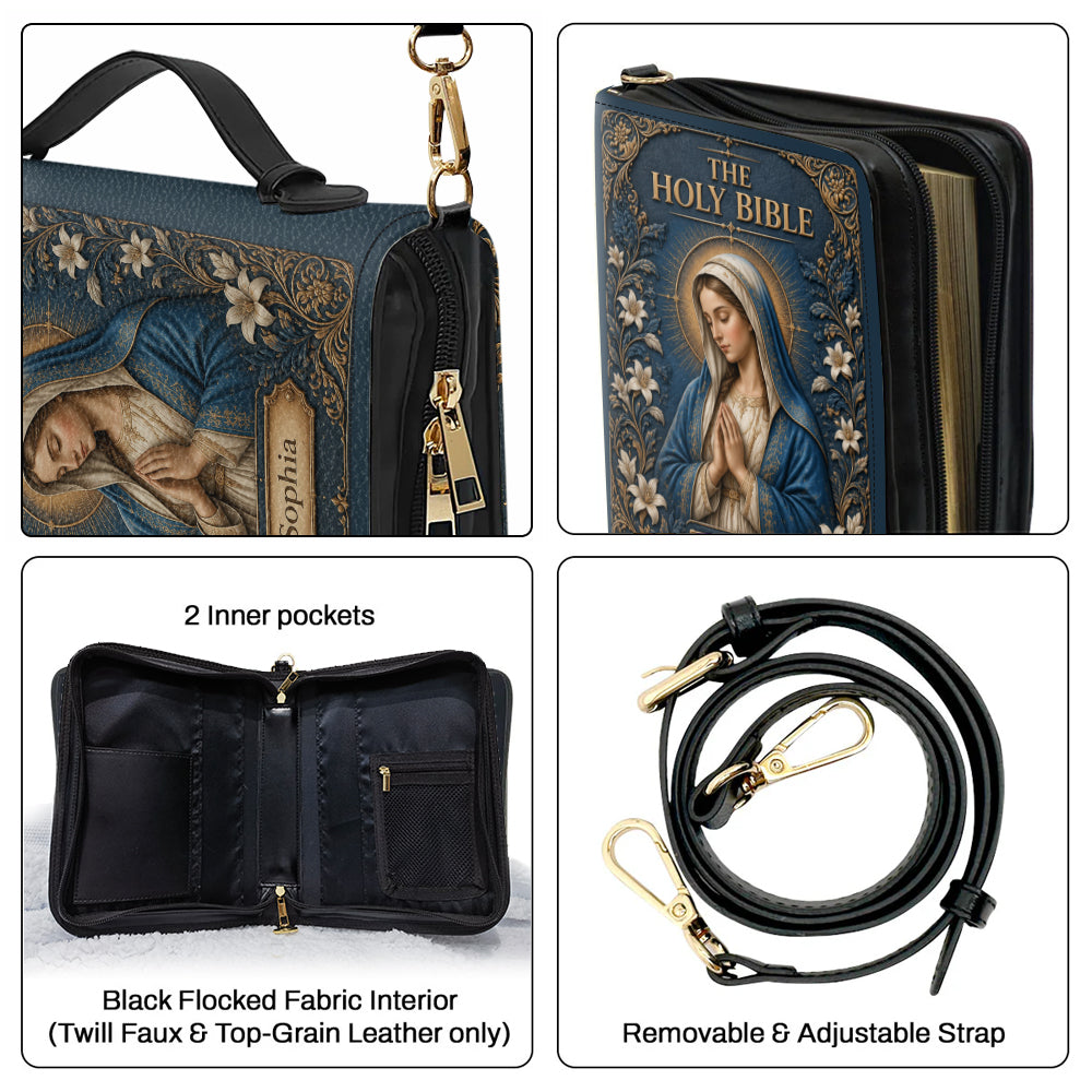 Catholic Mary Design Bible Cover For Women/ Men - Personalized Christian Leather Bible Cover Bag