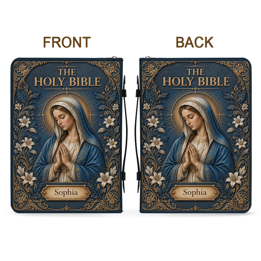 Catholic Mary Design Bible Cover For Women/ Men - Personalized Christian Leather Bible Cover Bag