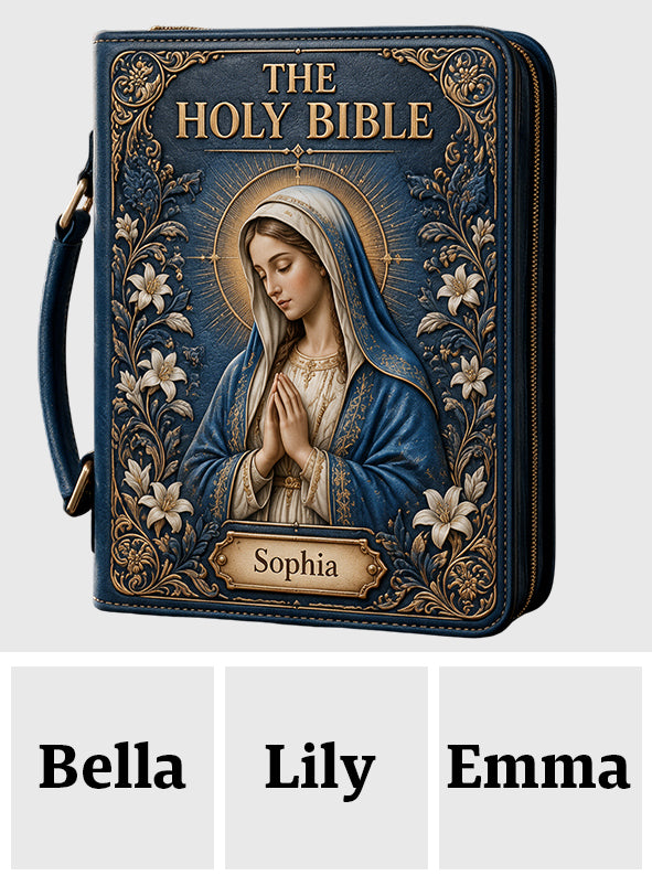 Catholic Mary Design Bible Cover For Women/ Men - Personalized Christian Leather Bible Cover Bag