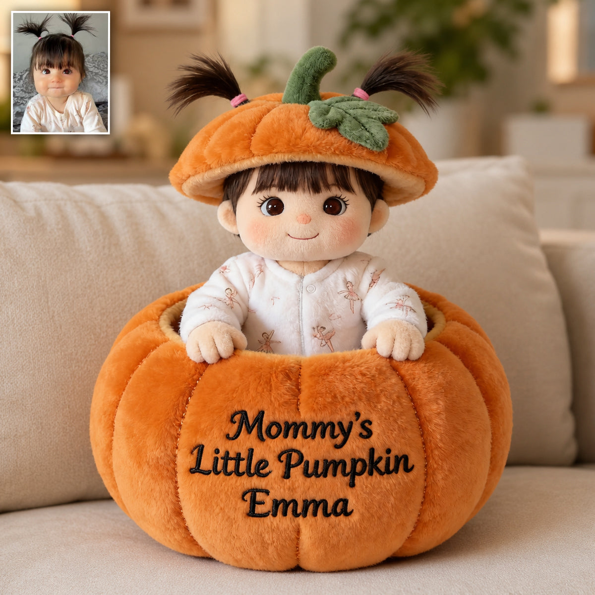 Little Pumpkin - Personalized Kid Premium Faux Fur Pillow