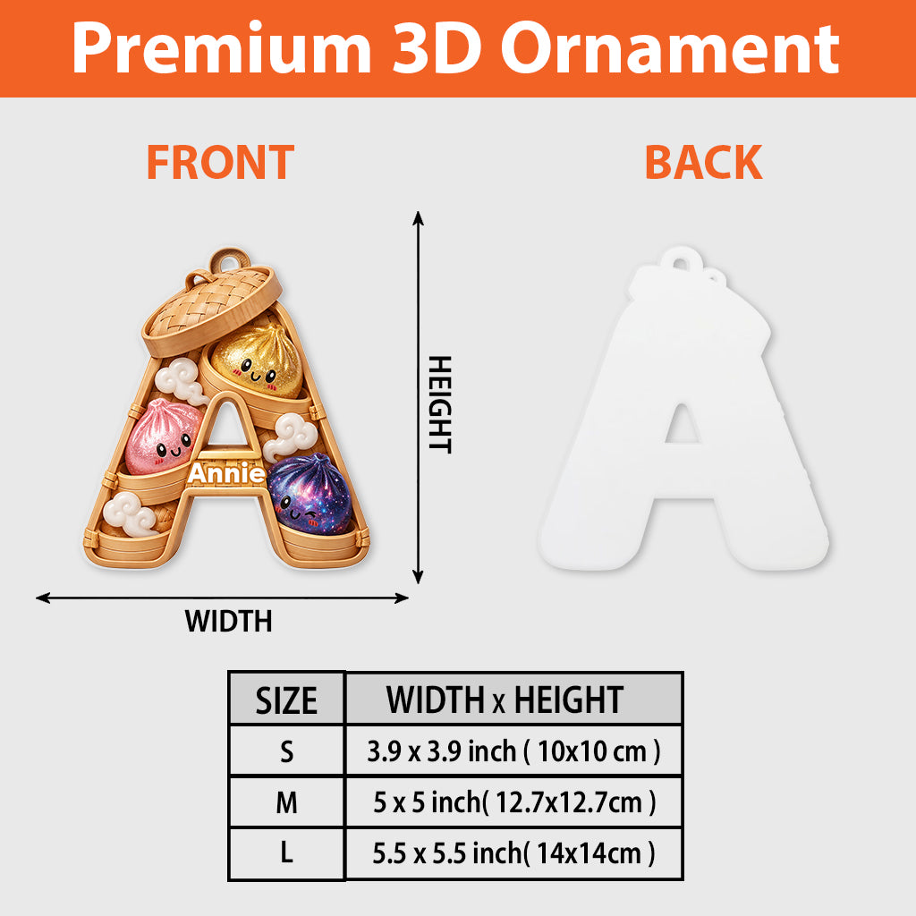 Niedliches & Lustiges Dumpling-Alphabet für Kinder - Personalisierte Premium 3D-Ornament