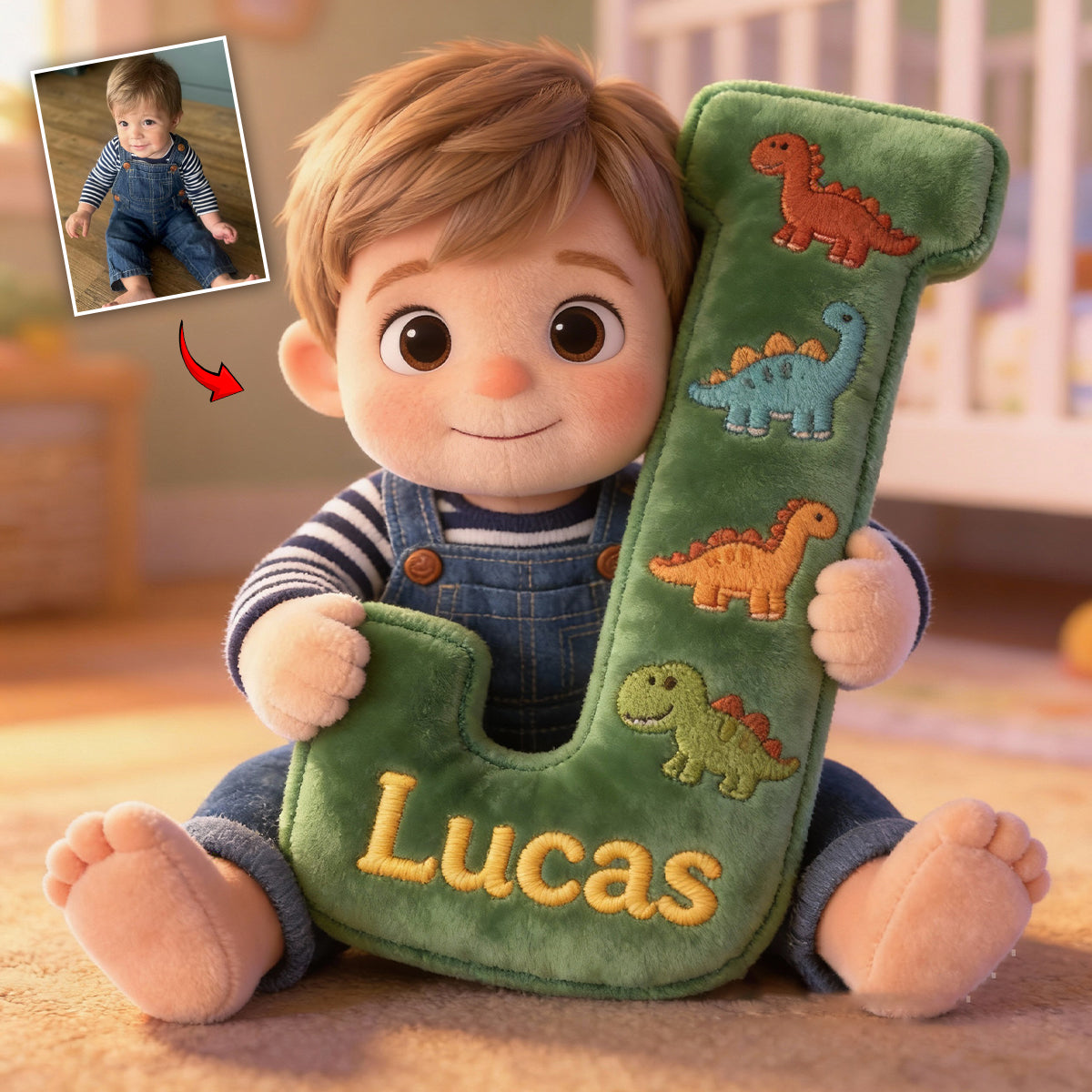 Ich liebe dich, Baby – personalisiertes Kissen in Kinderform aus Kunstfell