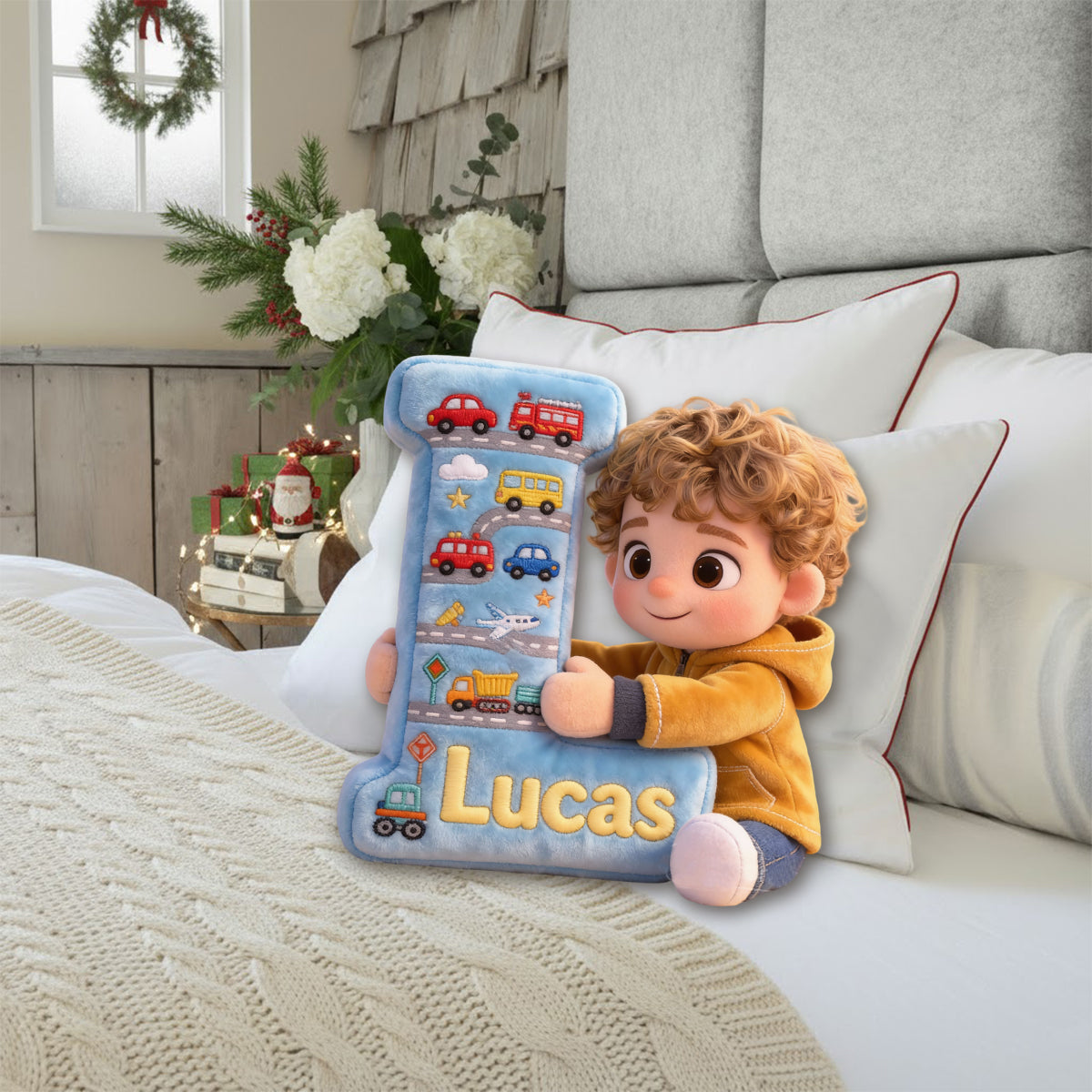 Ich liebe dich, Baby – personalisiertes Kissen in Kinderform aus Kunstfell