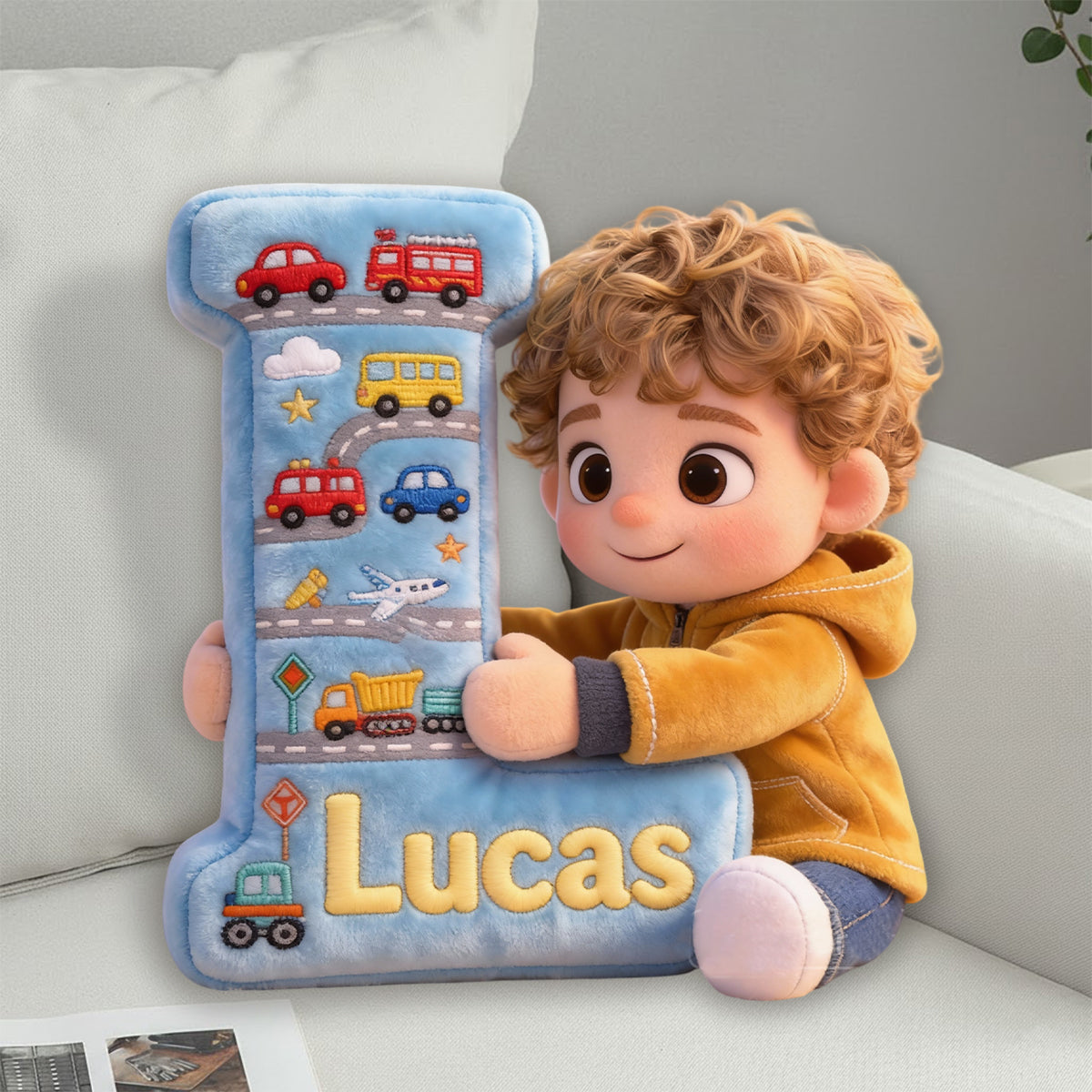 Ich liebe dich, Baby – personalisiertes Kissen in Kinderform aus Kunstfell