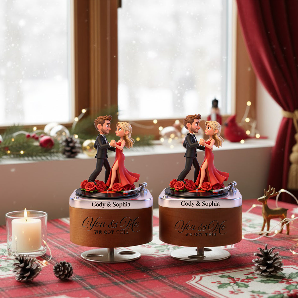 Any Photo Any Gift For Couple - Personalized Couple Rotating Music Plaque