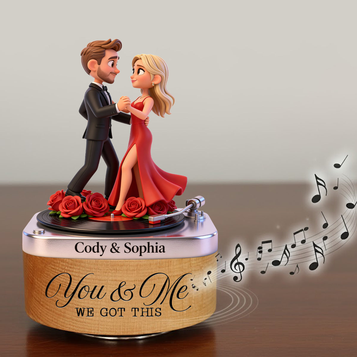 Any Photo Any Gift For Couple - Personalized Couple Rotating Music Plaque