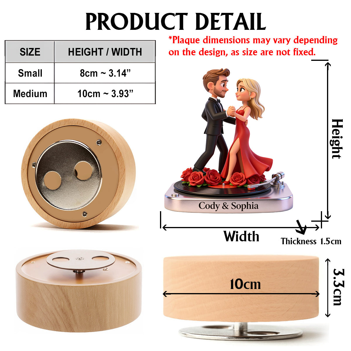 Any Photo Any Gift For Couple - Personalized Couple Rotating Music Plaque