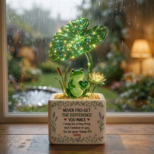 Emotionaler Support, Süßer Frosch - Personalisierte Frosch LED Licht Keramiktopf