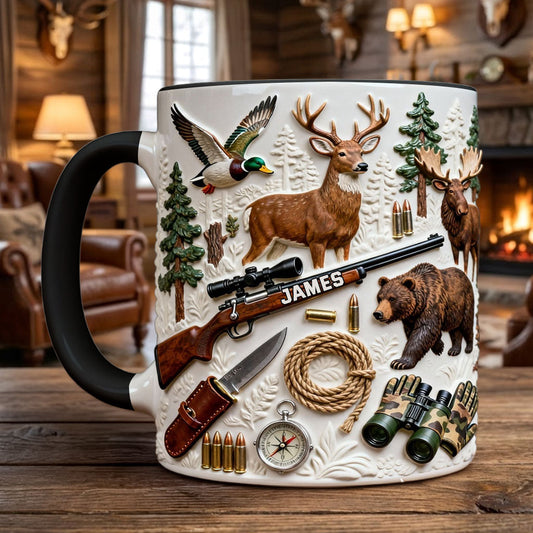 Liebe zur Jagd – Personalisierte Tasse und Untersetzer mit Jagdmotiv