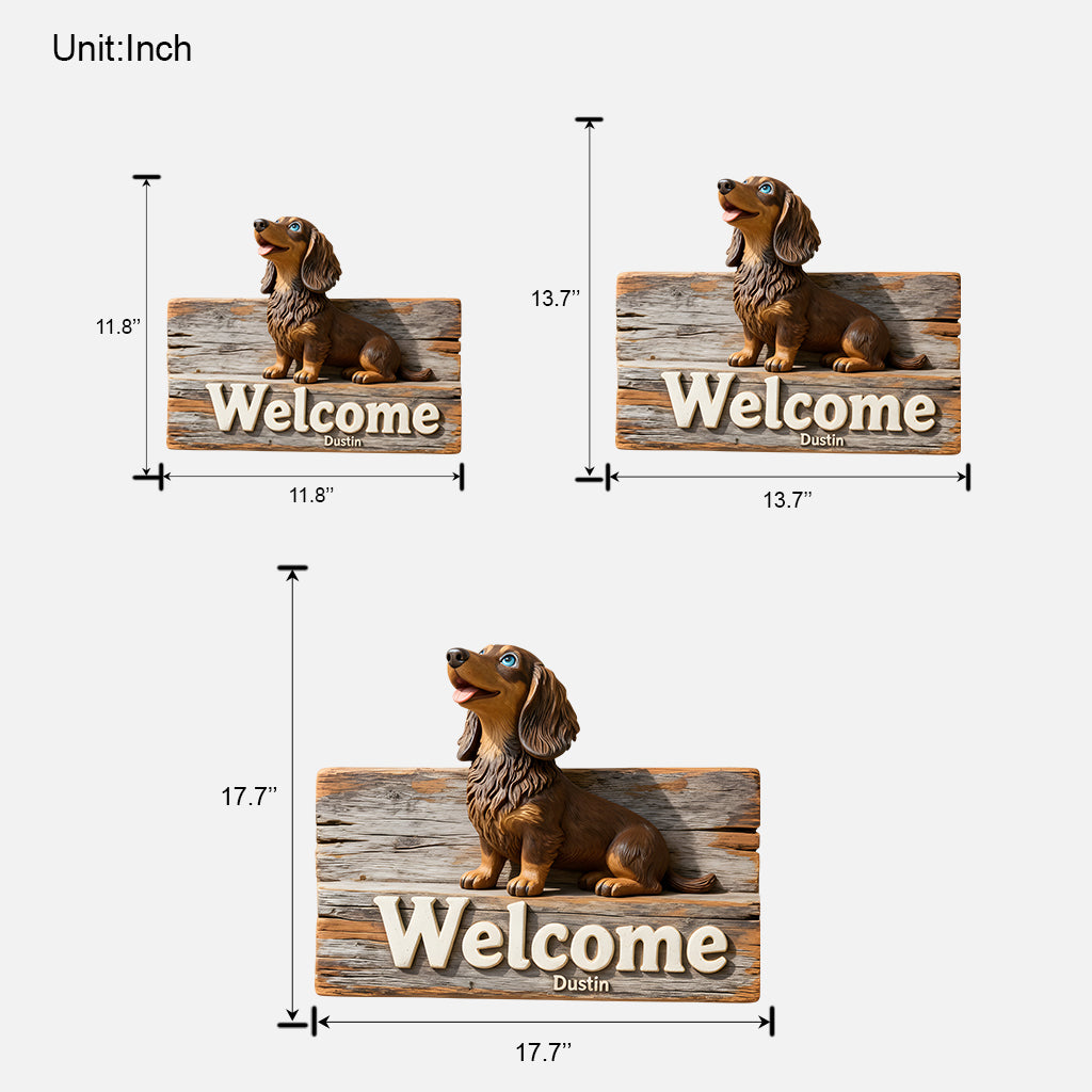 Bienvenue - Panneau en bois personnalisé pour chien