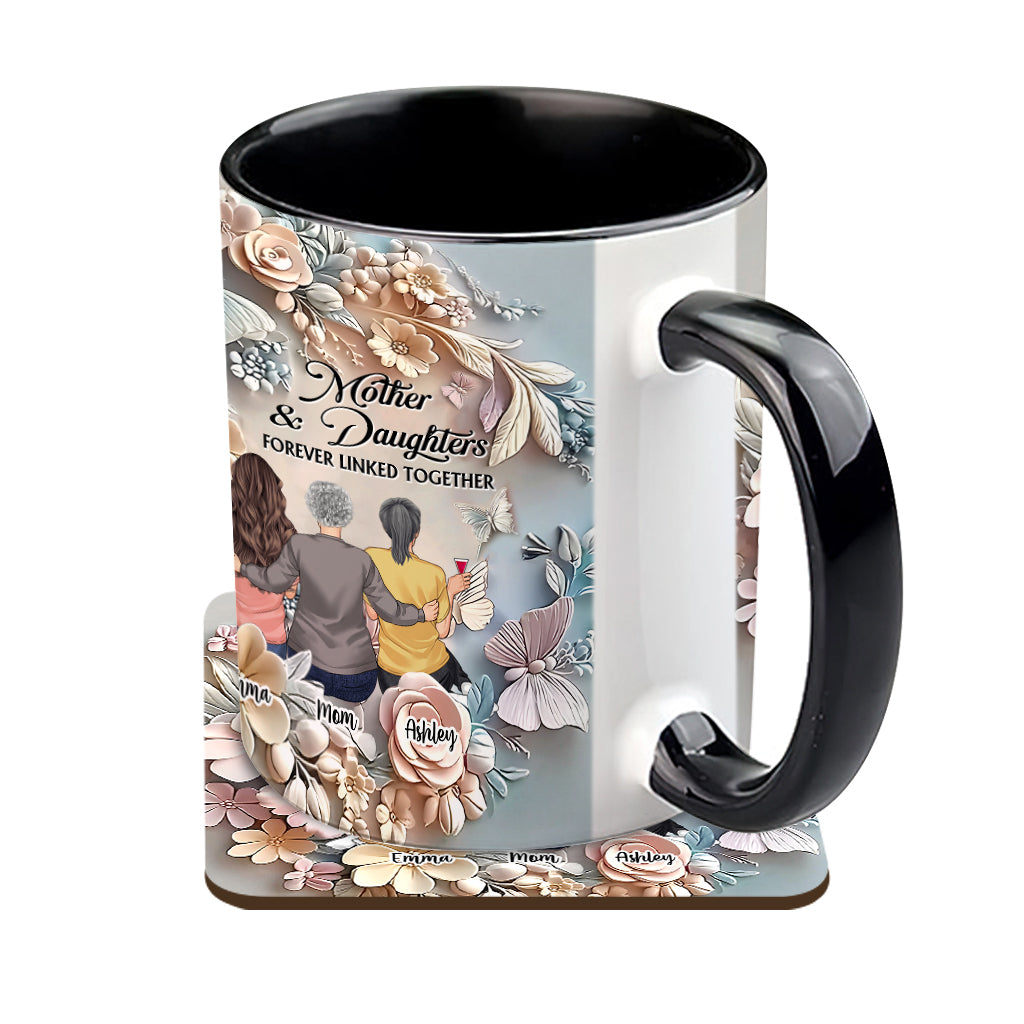Mother And Daughters Forever Linked Together - Personalized Mother Accent Mug
