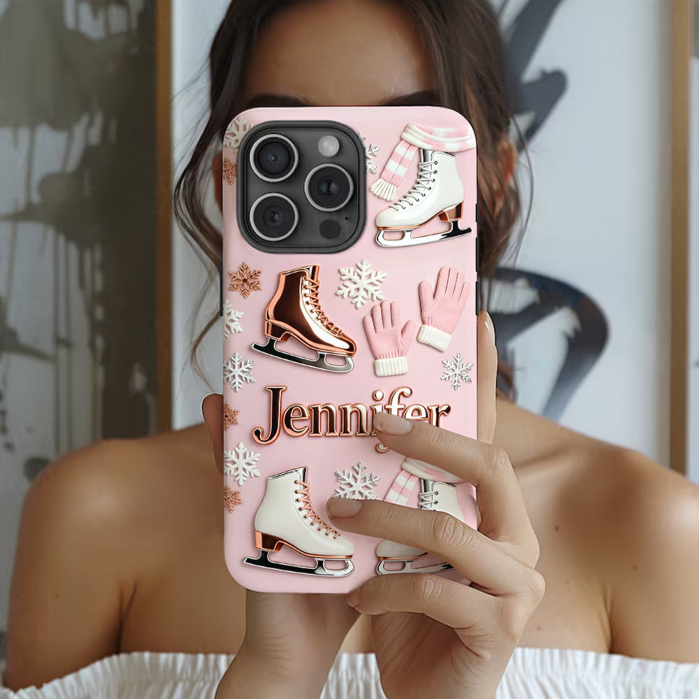 Le patinage sur glace me rend heureux - Coque de téléphone personnalisée avec impression intégrale sur le thème du patinage sur glace