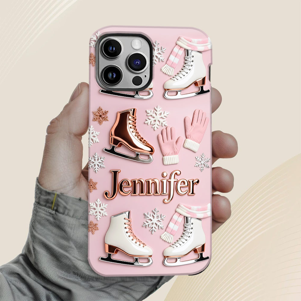 Le patinage sur glace me rend heureux - Coque de téléphone personnalisée avec impression intégrale sur le thème du patinage sur glace