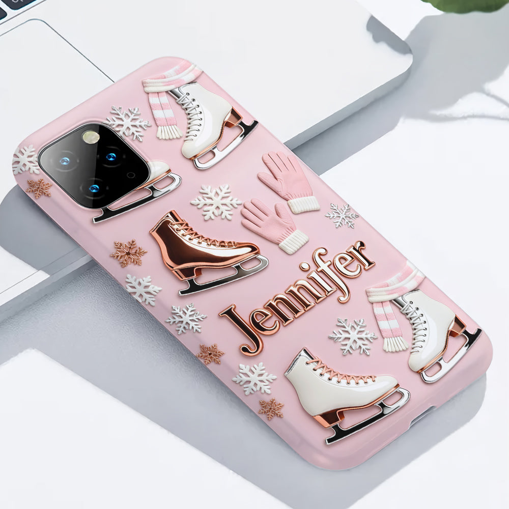 Le patinage sur glace me rend heureux - Coque de téléphone personnalisée avec impression intégrale sur le thème du patinage sur glace