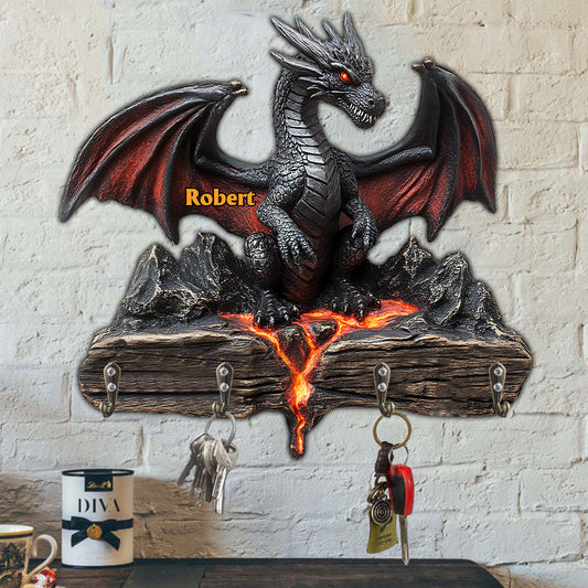 Porte-clés personnalisé en forme de dragon « J’adore les dragons »