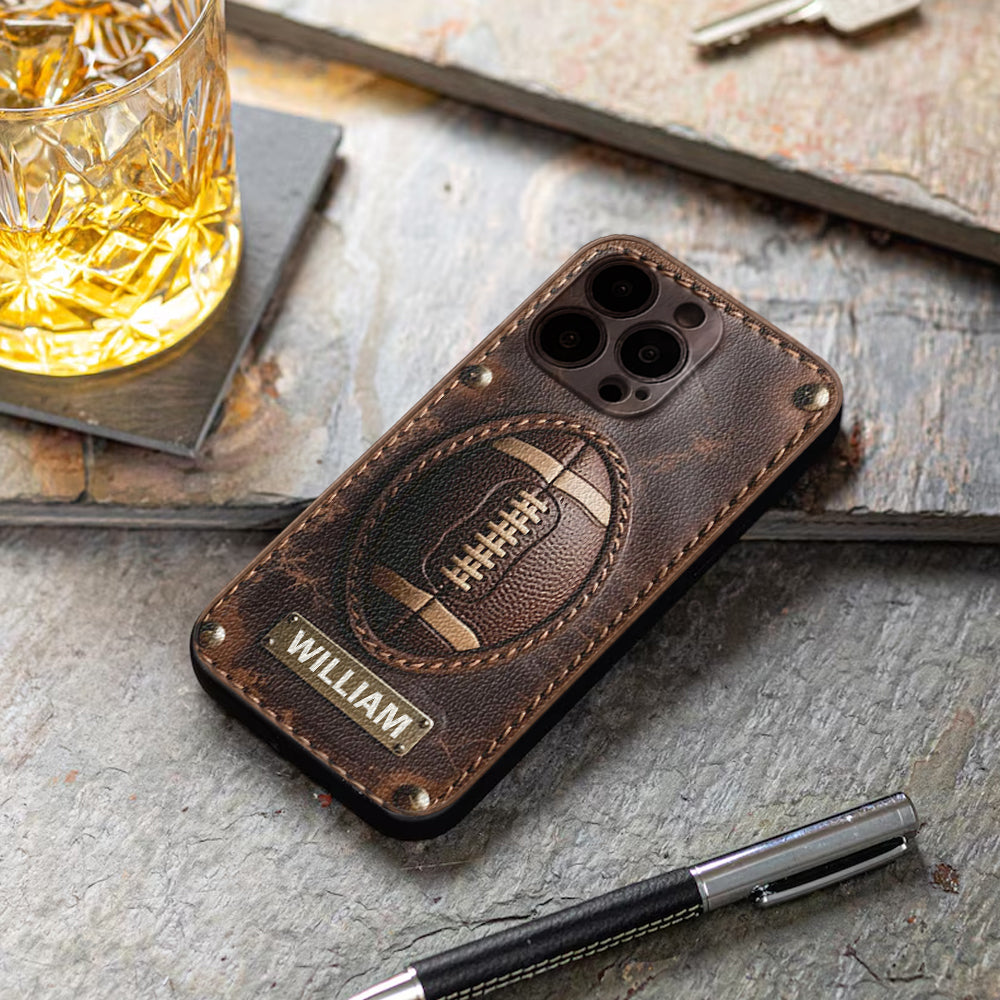 Étui de téléphone en cuir personnalisé pour les jours de match - Football
