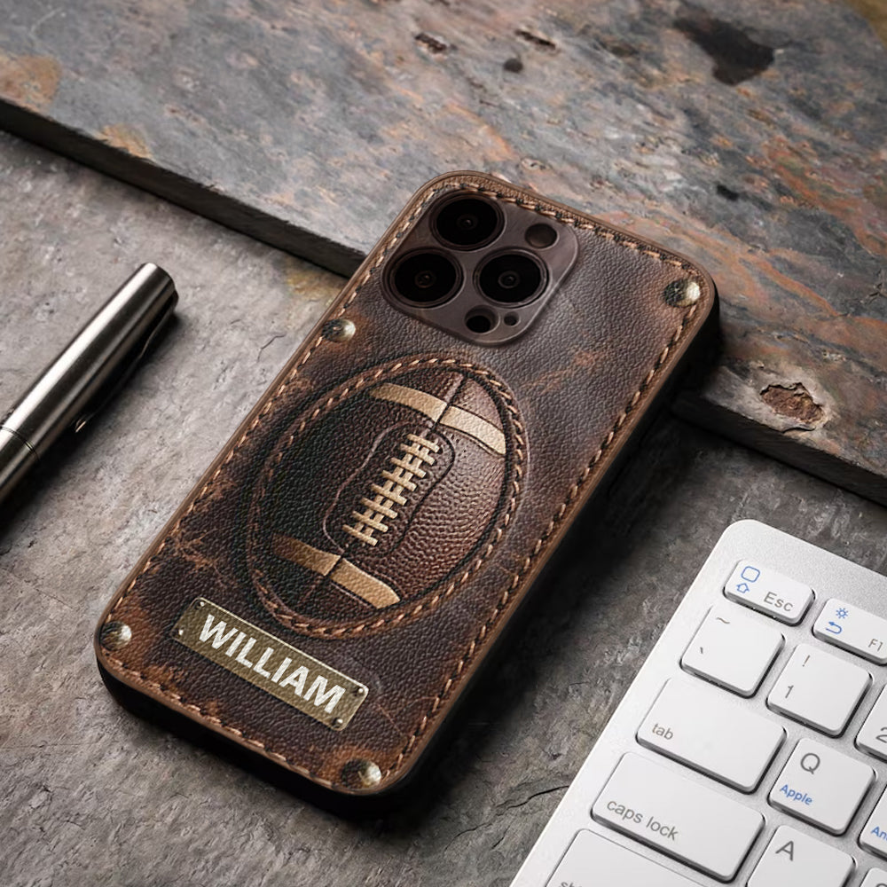 Étui de téléphone en cuir personnalisé pour les jours de match - Football