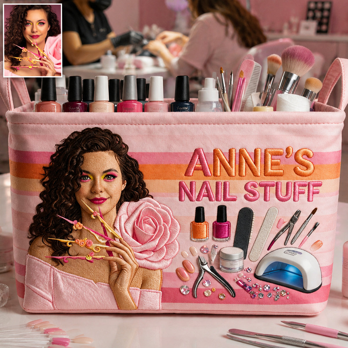Mes Accessoires d'Ongles - Panier de Rangement Rectangulaire Personnalisé