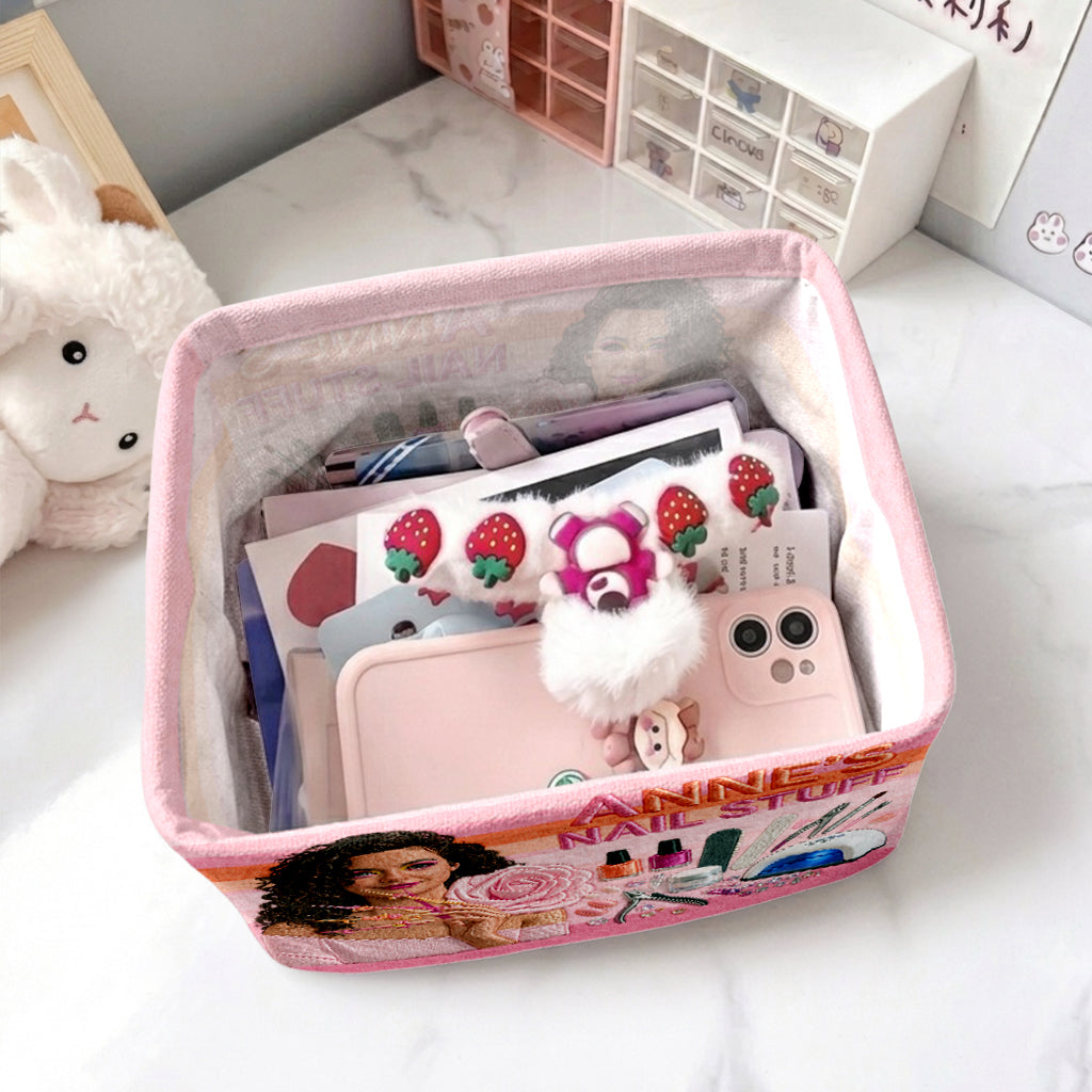 Mes Accessoires d'Ongles - Panier de Rangement Rectangulaire Personnalisé