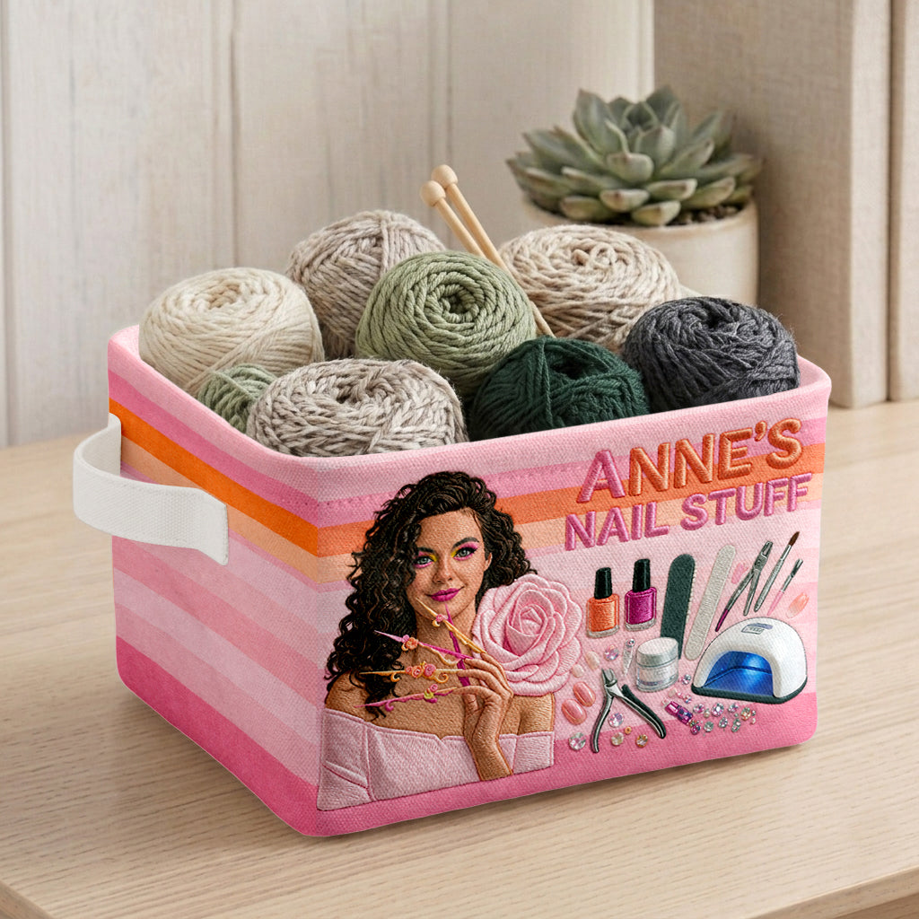 Mes Accessoires d'Ongles - Panier de Rangement Rectangulaire Personnalisé