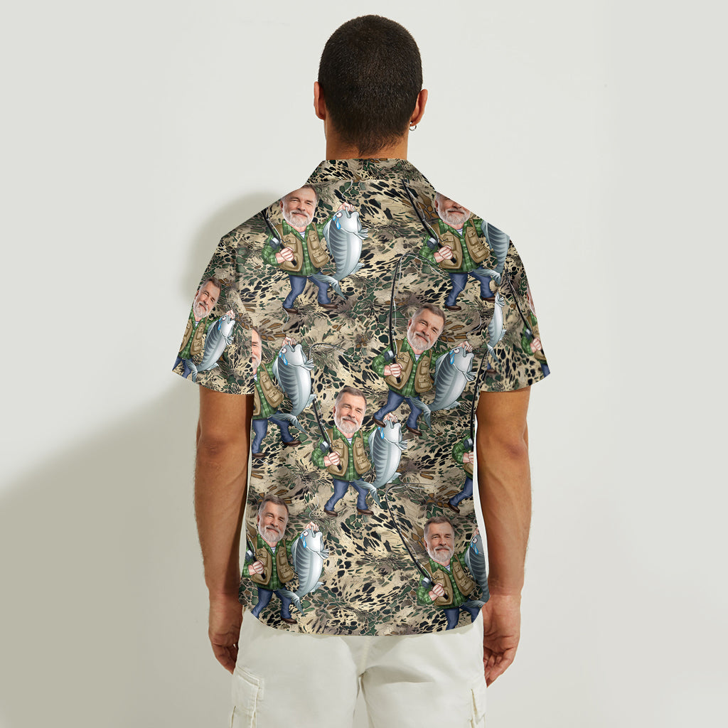 Funny Fishing Gift For Him/ Husband/ Dad...., Photo Personalize - Personalized Fishing Hawaiian Shirt