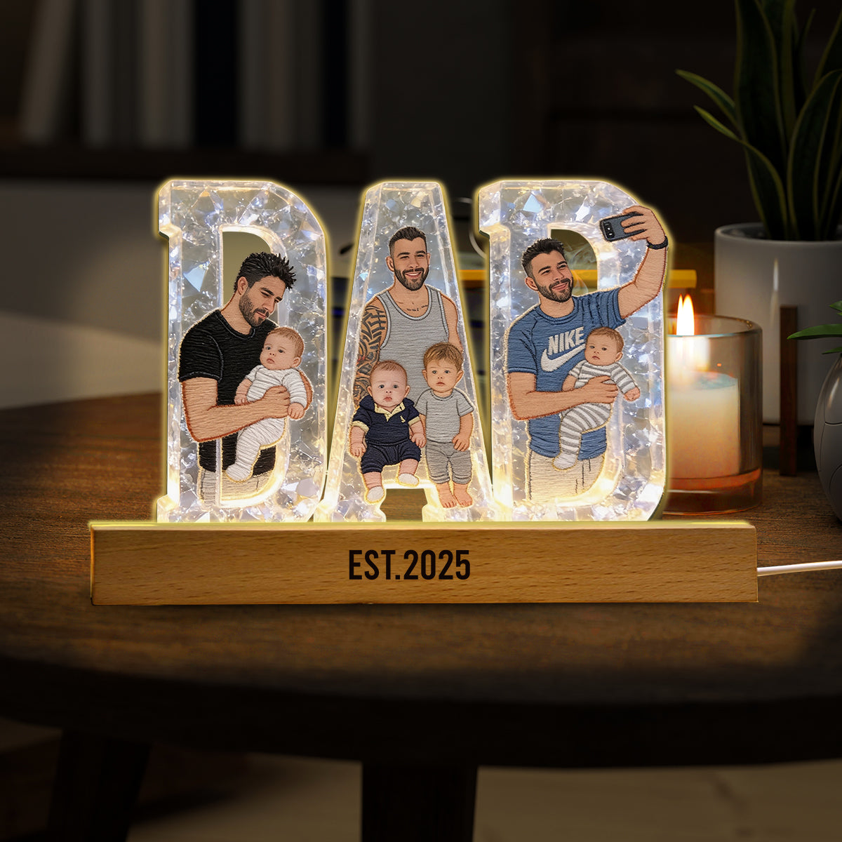 Bester Papa aller Zeiten - Personalisierte LED Nachtlampe in Form eines Vaters