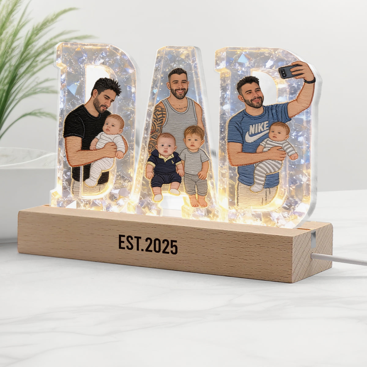 Bester Papa aller Zeiten - Personalisierte LED Nachtlampe in Form eines Vaters