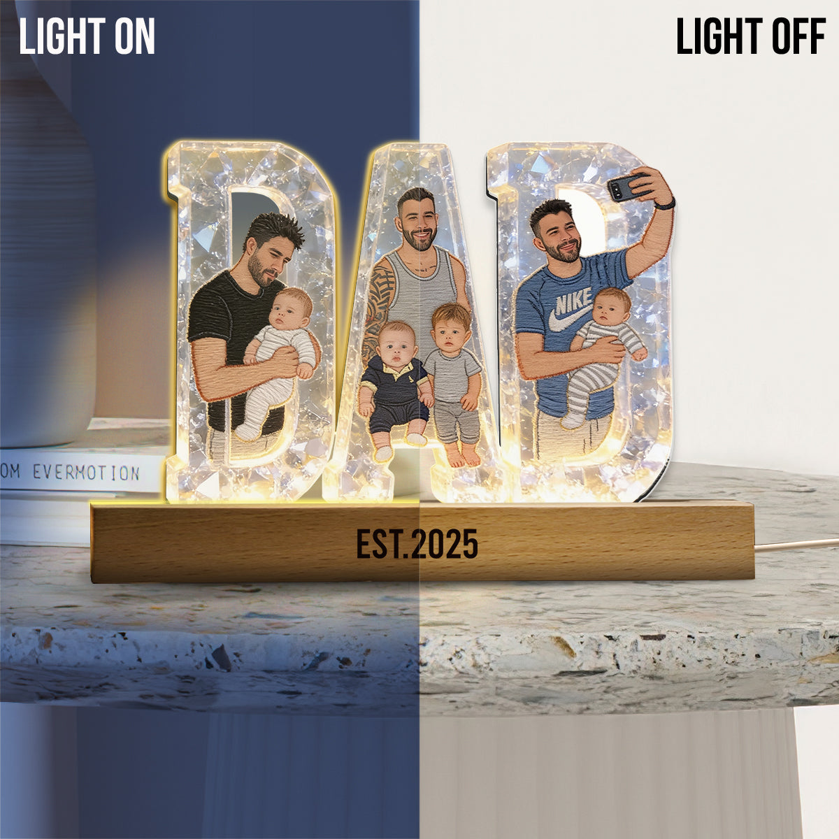 Bester Papa aller Zeiten - Personalisierte LED Nachtlampe in Form eines Vaters