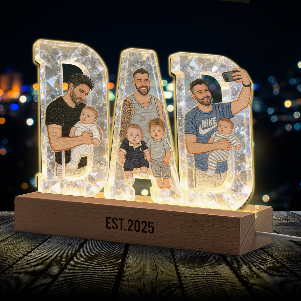Bester Papa aller Zeiten - Personalisierte LED Nachtlampe in Form eines Vaters