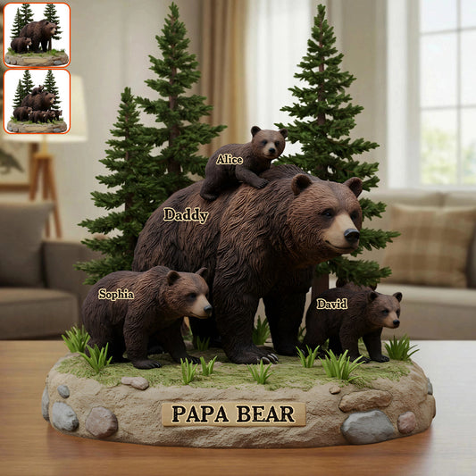 Papa Bear - Personalized Father Custom Shaped Acrylic Plaque