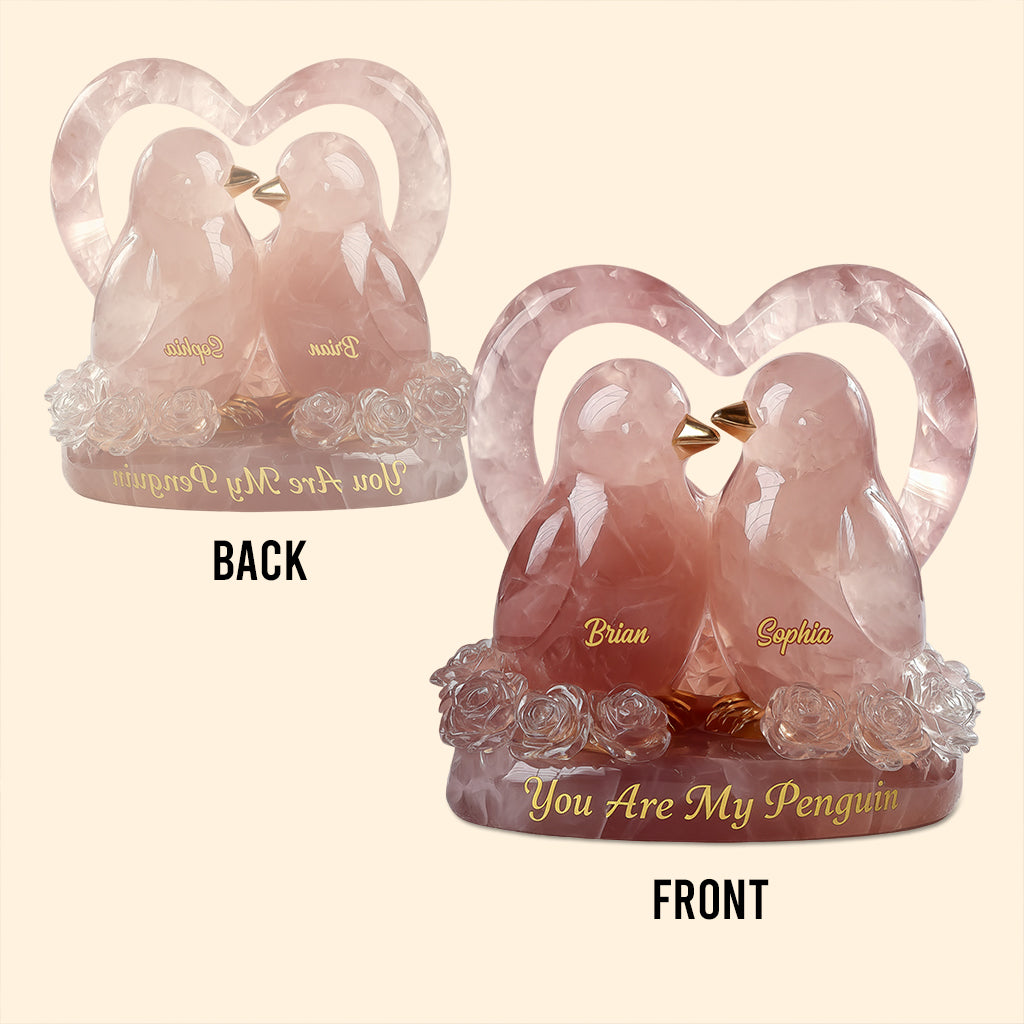 You Are My Penguin, Rose Quartz Styled Penguin Couple - Personalized Couple Custom Shaped Acrylic Plaque