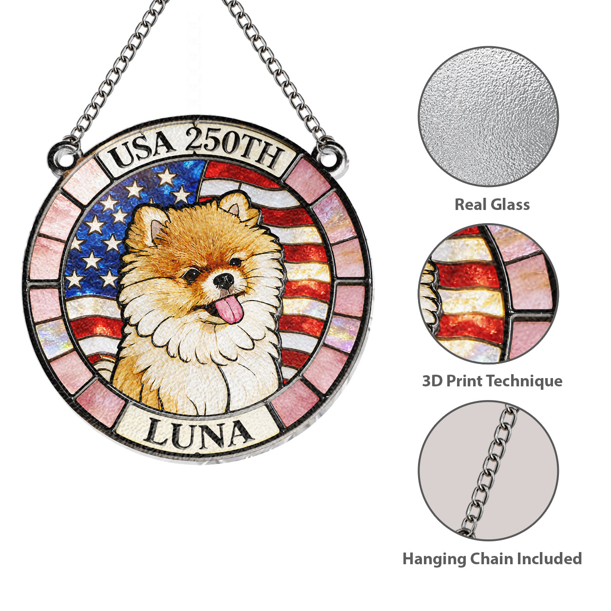 Custom From Any Photo - Personalized Dog 3D Printed Glass Suncatcher