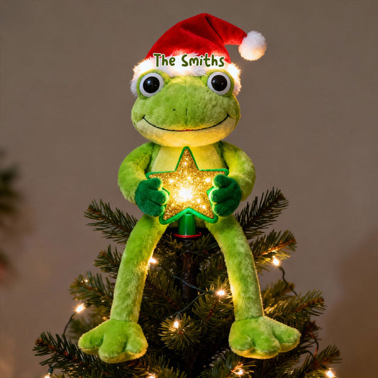Grüne Weihnacht – Personalisierter Frosch-LED-Lichterbaumspitzen