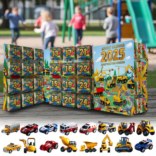 Version construction - Calendrier de l'Avent pliable et personnalisé pour enfant avec décorations