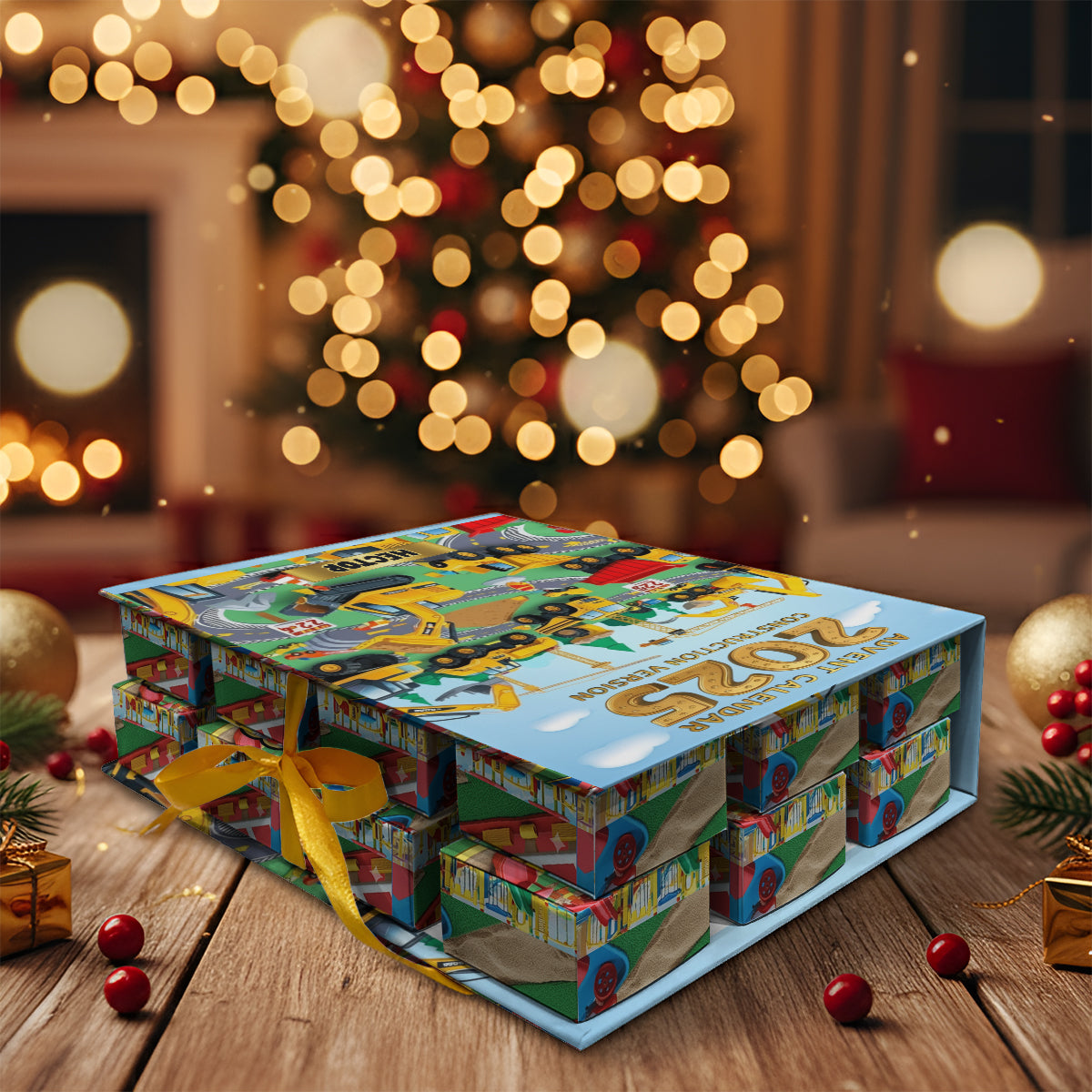 Bauversion – Personalisierter, faltbarer Adventskalender für Kinder mit Ornamenten