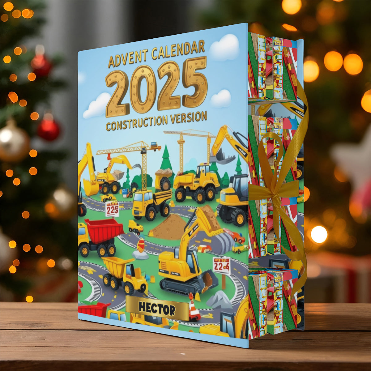 Bauversion – Personalisierter, faltbarer Adventskalender für Kinder mit Ornamenten
