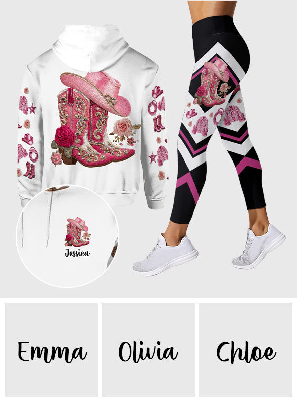 Cowgirl-Stiefel – Personalisierter Cowgirl-Hoodie und Leggings