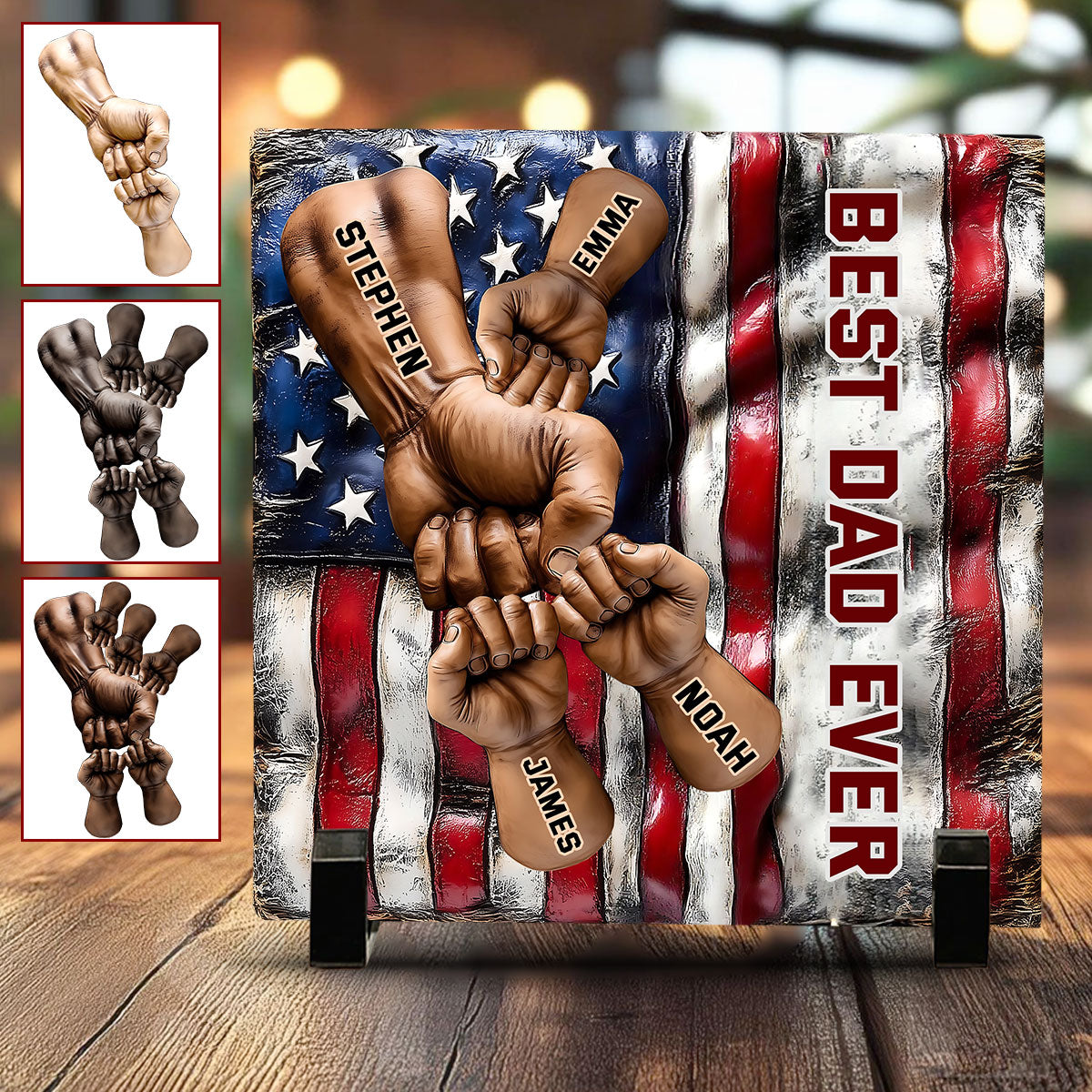 Best Dad Ever - Personalized Father Square Shaped Stone