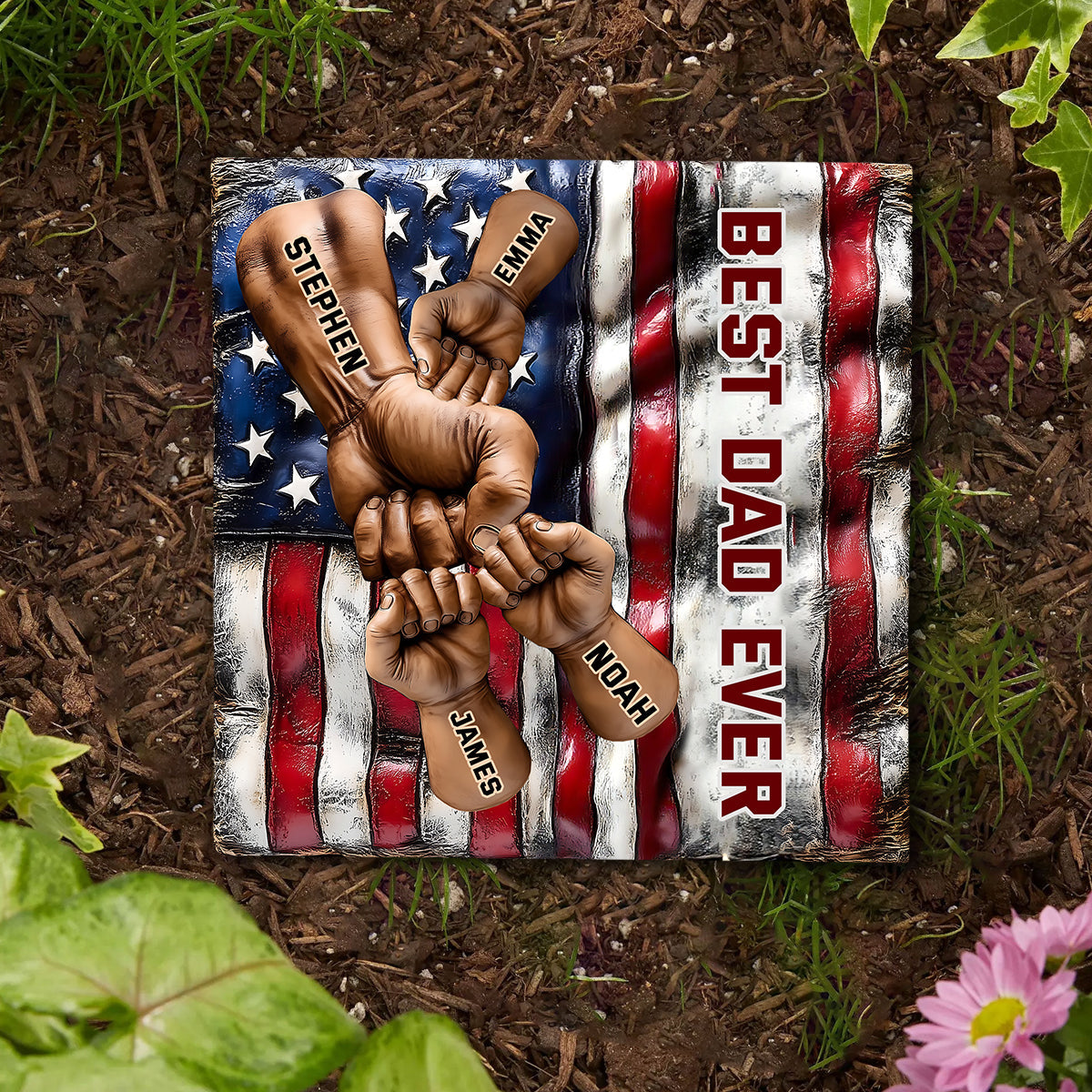 Best Dad Ever - Personalized Father Square Shaped Stone