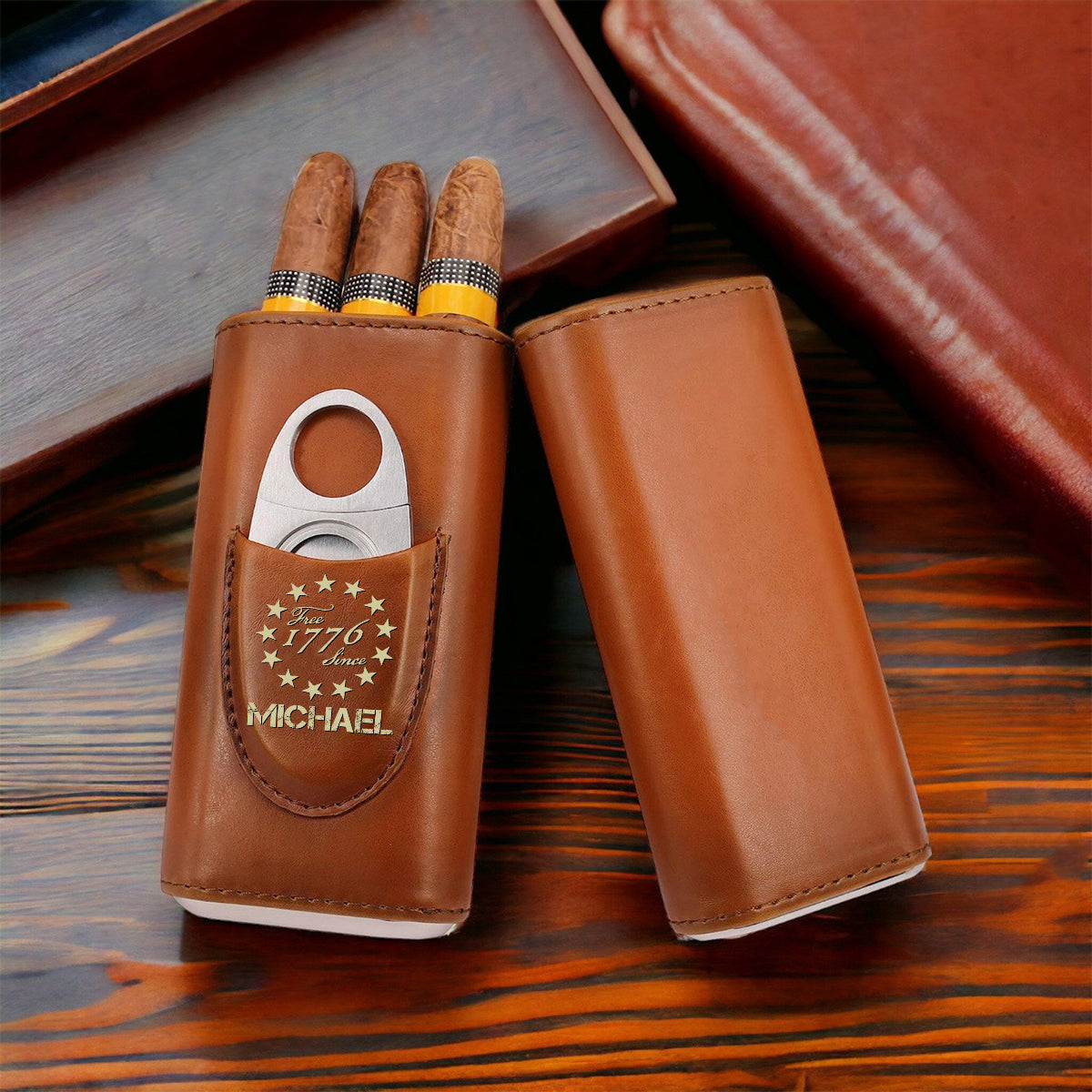 We The People - Personalized Independence Day/ 4th of July Leather Cigar Humidor Case