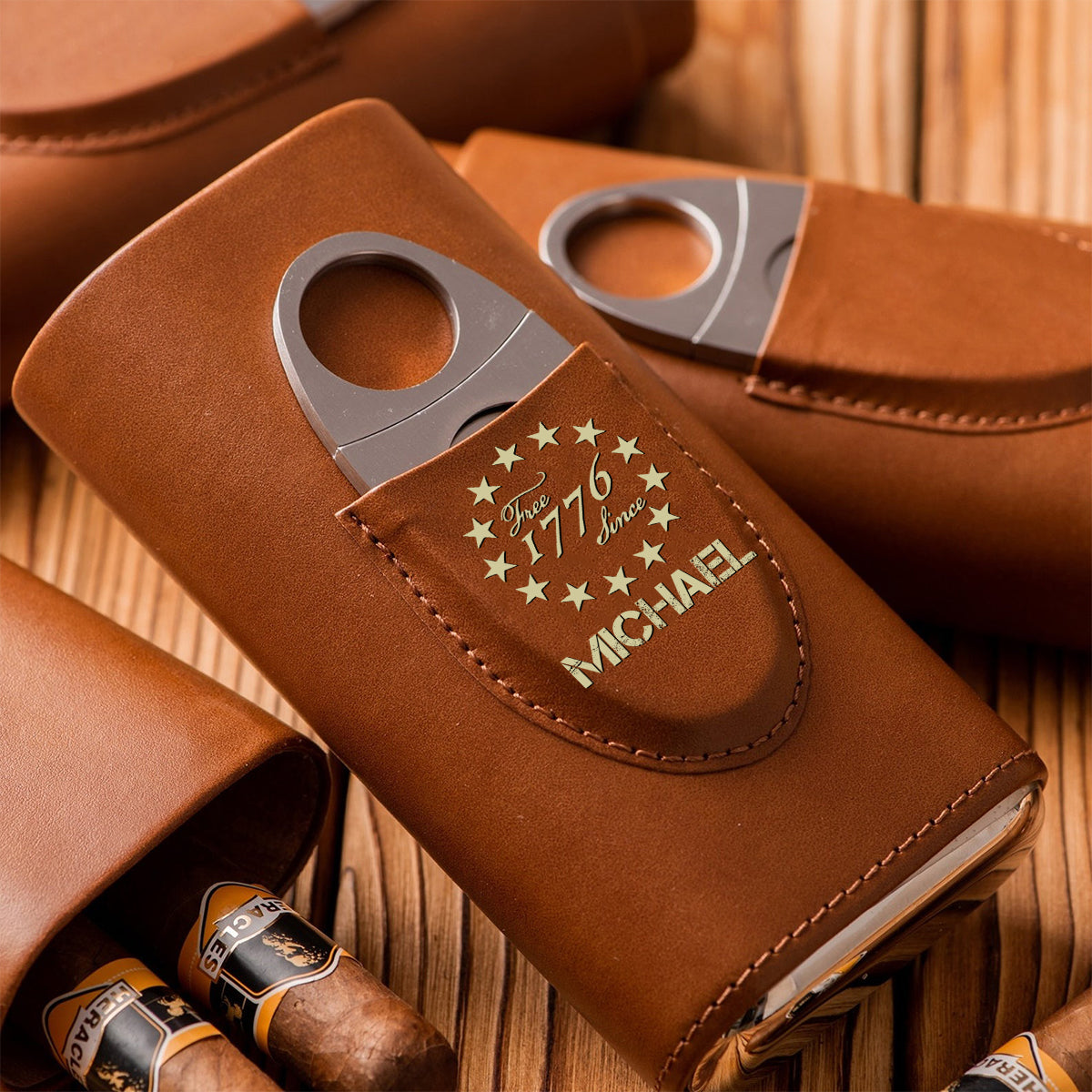 We The People - Personalized Independence Day/ 4th of July Leather Cigar Humidor Case