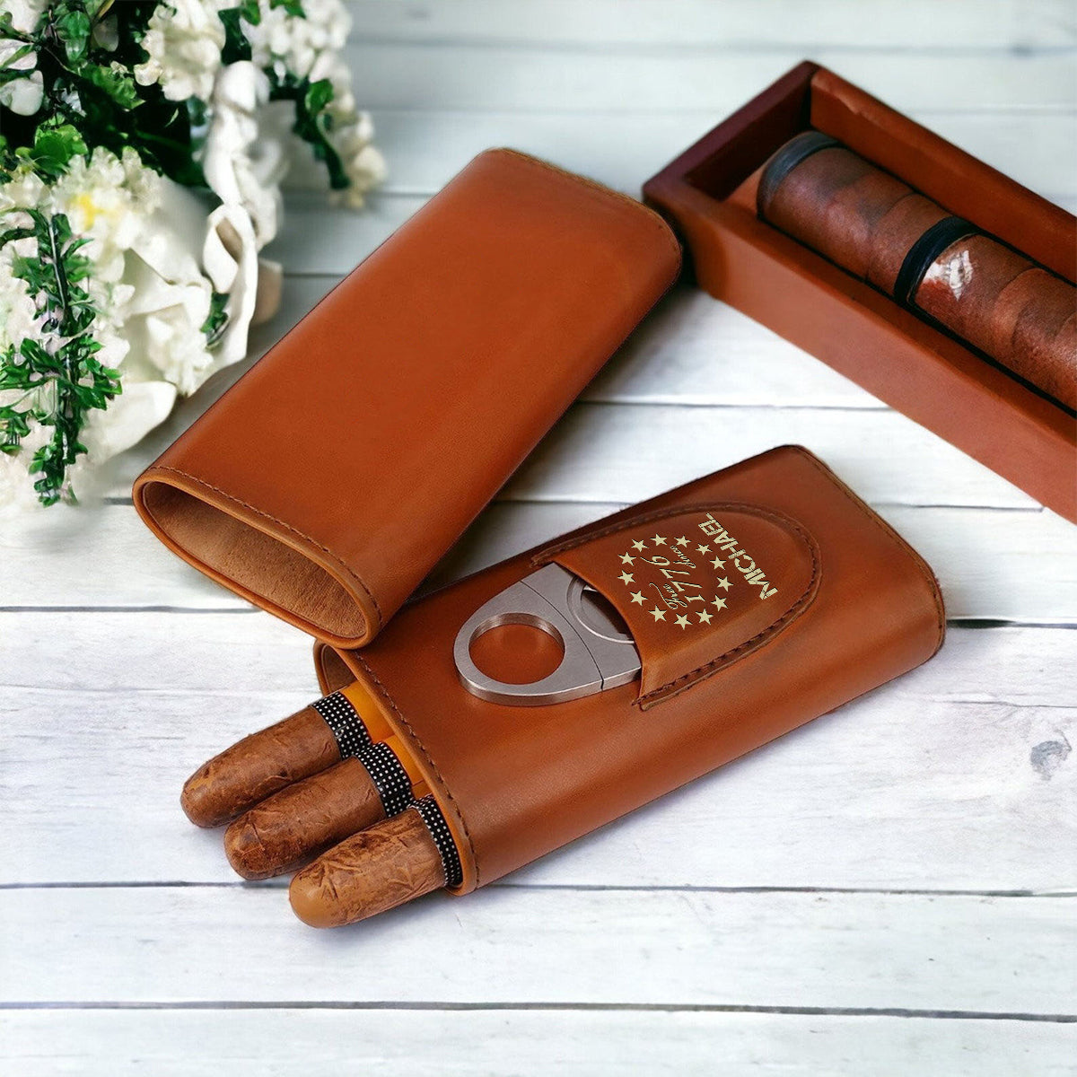 We The People - Personalized Independence Day/ 4th of July Leather Cigar Humidor Case