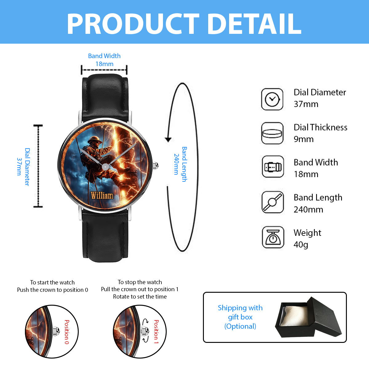 Geschenk für Monteure – Papa, Ehemann, Sohn... – Personalisierte Monteur-Handuhr